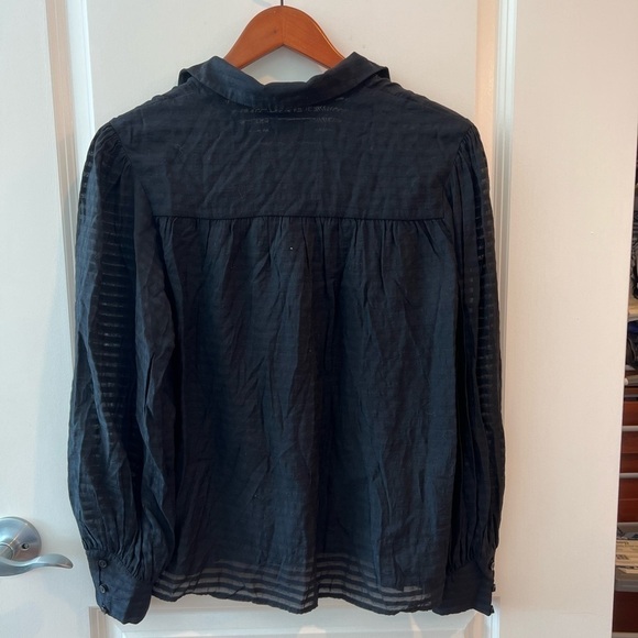 Paris Atelier & Other Stories Black Striped Blouse Button Up Sheer - Picture 10 of 16